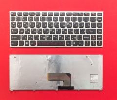 Клавиатура для ноутбука Lenovo IdeaPad U460 черная с серебристой рамкой