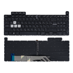 Клавиатура для ноутбука Asus TUF Gaming F15 FX507VU черная без рамки, с RGB подсветкой